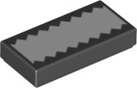 LEGO part Tile 1 x 2 with White Stripe with Zigzag Edges Pattern 3069pb0960