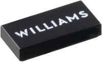 LEGO part Tile 1 x 2 with White 'WILLIAMS' Pattern 3069pb1365