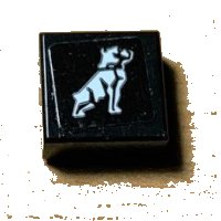LEGO part Tile 1 x 1 with White Dog / Bulldog Pattern (Sticker) - Set 42078 3070pb179