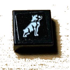 LEGO part Tile 1 x 1 with White Dog / Bulldog Pattern (Sticker) - Set 42078 (3070pb179)