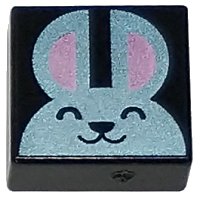 LEGO part Tile 1 x 1 with Metallic Light Blue Bunny Rabbit Head with Metallic Pink Ears Pattern 3070pb273