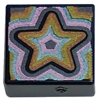 LEGO part Tile 1 x 1 with Copper, Gold, Metallic Light Blue, Metallic Pink, and Dark Silver Concentric Stars Pattern 3070pb279