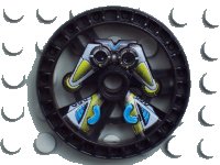 LEGO onderdeel Technic, Schijf 5 x 5 - RoboRider Talisman Wiel, Scout Vorm met Robot Patroon 32351pb01