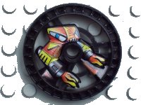 LEGO onderdeel Technic, Schijf 5 x 5 - RoboRider Talisman Wiel, Flame Mold met Robot Patroon 32358pb01