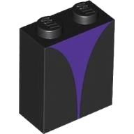 LEGO onderdeel Brick 1 x 2 x 2 with Inside Stud Holder with Dark Purple Curved Shape Pattern (BrickHeadz Maleficent Torso) 3245cpb232