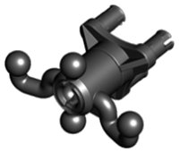 LEGO part Technic, Steering Arm with 4 Tow Ball with Black Wheel Hub 3 Pin Triangular (32495 / 32496) 32495c01