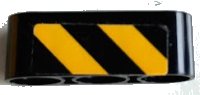 LEGO onderdeel Technic, Liftarm Thick 1 x 3 with Black and Yellow Danger Stripes Pattern Model Right Side (Sticker) - Set 42098 32523pb43R