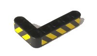 LEGO part Technic, Liftarm, Modified Bent Thick L-Shape 3 x 5 with Black and Yellow Danger Stripes Pattern Model Left Side (Stickers) - Set 42082 32526pb018L