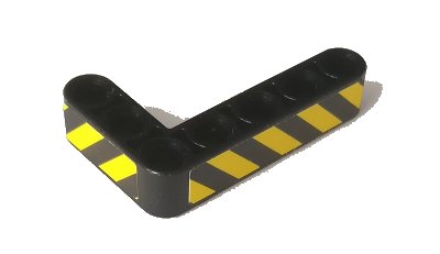 LEGO part Technic, Liftarm, Modified Bent Thick L-Shape 3 x 5 with Black and Yellow Danger Stripes Pattern Model Left Side (Stickers) - Set 42082 (32526pb018L)