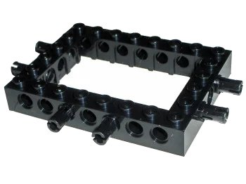 LEGO onderdeel Technic, Brick 6 x 8 Open Center with 2 Fixed Rotatable Friction Pins on 3 Sides (32532c01)