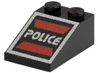 LEGO part Slope 33 3 x 2 with Space Police I Logo Pattern 3298p53