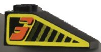 LEGO onderdeel Schuin 33 3 x 2 met Black Stripes en Orange Number 3 op Yellow Patroon Both Sides (Stickers) - Set 8239 3298pb004