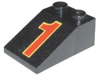 LEGO onderdeel Schuin 33 3 x 2 met Red Number 1 en Yellow Trim Patroon 3298pb006