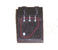 LEGO onderdeel Schuin 33 3 x 2 met Zilver Circuitry 3 Lijnen Recht, 1 Punt in Rood Contour Patroon (Sticker) - Set 7702 3298pb030