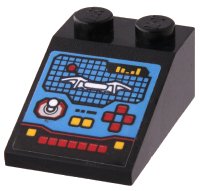 LEGO part Slope 33 3 x 2 with Control Panel, Screen with Batarang, Lights, Buttons and Switches Pattern (Sticker) - Set 70917 3298pb079