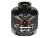 LEGO onderdeel Minifigure, Head Red Round Eyes, White Teeth and Silver Wrinkles Pattern 3626pb0591