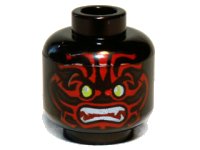 LEGO onderdeel Minifigure, Head Alien with Lime Eyes, White Fangs, Red Face Decorations and Dark Red Mouth Pattern 3626pb0845