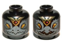 LEGO part Minifigure, Head Dual Sided Alien Chima Raven with Beak and Gold Crown, Wide Eyes / Narrow Eyes Pattern (Rawzom) 3626pb0890