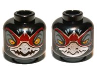 LEGO part Minifigure, Head Dual Sided Alien Chima Raven with Silver Beak and Dark Red Markings, Wide Eyes / Narrow Eyes Pattern 3626pb0891