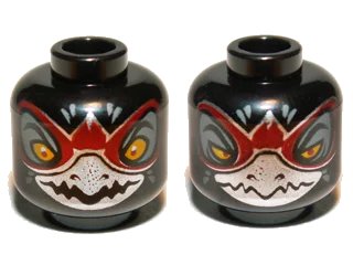 LEGO onderdeel Minifigure, Head Dual Sided Alien Chima Raven with Silver Beak and Dark Red Markings, Wide Eyes / Narrow Eyes Pattern (3626pb0891)