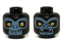 LEGO part Minifigure, Head Dual Sided Alien Chima Gorilla with Yellow Eyes, Fangs and Sand Blue Face, Closed Mouth / Open Mouth Pattern (Gorzan) 3626pb0970