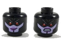 LEGO onderdeel Minifigure, Head Dual Sided Alien Female with Red Eyes, Lavender Lower Face, Smiling / Scowling Expression Pattern 3626pb2110