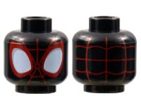 LEGO onderdeel Minifigure, Head Alien with Spider-Man Red Webbing, Large White Eyes with Light Bluish Gray Edges and Red Borders Pattern - Hollow Stud 3626pb2952