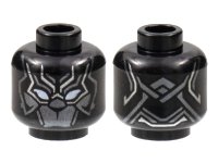 LEGO part Minifigure, Head Mask with White Eyes, Pearl Dark Gray Armor, Silver Trim Lines Pattern - Hollow Stud 3626pb3024