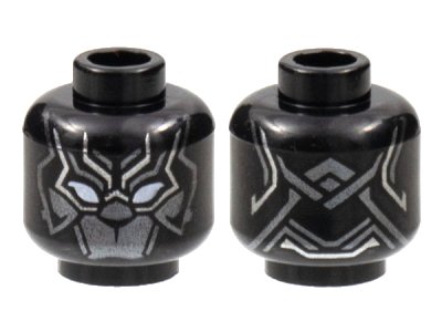 LEGO part Minifigure, Head Mask with White Eyes, Pearl Dark Gray Armor, Silver Trim Lines Pattern - Hollow Stud (3626pb3024)