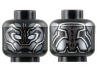 LEGO part Minifigure, Head Mask with White Eyes, Pearl Dark Gray, Silver, and Light Bluish Gray Armor and Trim Lines Pattern - Hollow Stud 3626pb3132