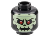 LEGO part Minifigure, Head Alien Yellowish Green Skull with Red Eyes Pattern - Hollow Stud 3626pb3198
