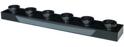 LEGO part Plate 1 x 6 with Dark Bluish Gray Curved Shape and Dotted Lines Pattern (3666pb01)