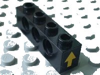LEGO onderdeel Technic, Brick 1 x 4 with Holes with Yellow Arrow Pattern on Both Sides (Stickers) - Set 8412 3701pb002