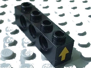 LEGO onderdeel Technic, Brick 1 x 4 with Holes with Yellow Arrow Pattern on Both Sides (Stickers) - Set 8412 (3701pb002)