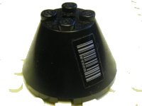 LEGO part Cone 4 x 4 x 2 with Axle Hole with Silver Barcode Pattern (Sticker) - Set 7702 3943bpb04