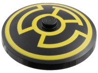 LEGO part Dish 4 x 4 Inverted (Radar) with Solid Stud with Yellow Lantern Sinestro Logo Pattern 3960pb030