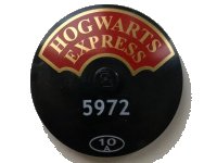 LEGO onderdeel Dish 4 x 4 Inverted (Radar) with Solid Stud with 'HOGWARTS EXPRESS' and Small '5972' and '10' in Circle Pattern (75955) 3960pb056