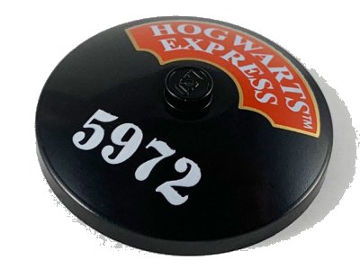 LEGO part Dish 4 x 4 Inverted (Radar) with Solid Stud with Hogwarts Express and '5972' Pattern (3960px6)