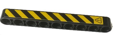 LEGO onderdeel Technic, Liftarm Thick 1 x 9 with Warning Sign and Black and Yellow Danger Stripes Pattern Model Left Side (Sticker) - Set 42082 (40490pb043l)