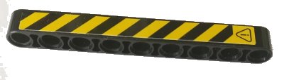 LEGO onderdeel Technic, Liftarm Thick 1 x 9 with Warning Sign and Black and Yellow Danger Stripes Pattern Model Right Side (Sticker) - Set 42082 (40490pb043r)