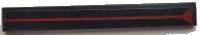 LEGO part Tile 1 x 8 with Red Triangle and Line on Black Background Pattern (Sticker) - Set 70908 4162PB259