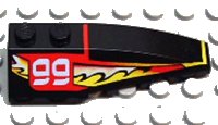 LEGO onderdeel Wedge 6 x 2 Right with Red/Yellow/White Flame Pattern and 99 Pattern 41747pb014