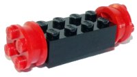 LEGO part Brick, Modified 2 x 4 with Red Wheels FreeStyle and Red Pins (4180 / 4259 / 2344) 4180c02