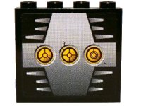 LEGO part Panel 1 x 4 x 3 - Hollow Studs with 3 Yellow Circles with Bionicle Code D on Silver Background Pattern (Sticker) - Set 8758 4215bpb62d