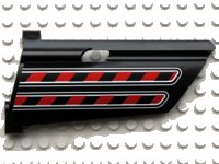 LEGO onderdeel Technic, Panel Fairing #20 Large Long, Small Hole, Side A with Red / Black Diagonal Stripes Pattern (Sticker) - Set 8285 44350pb011