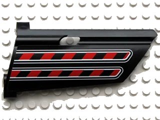 LEGO onderdeel Technic, Panel Fairing #20 Large Long, Small Hole, Side A with Red / Black Diagonal Stripes Pattern (Sticker) - Set 8285 (44350pb011)