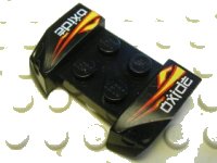 LEGO onderdeel Vehicle, Mudguard 2 x 4 with Headlights Overhang with Stylized White 'oxide' and Red and Yellow Flames Pattern on Both Sides (Stickers) - Set 8681 44674pb10