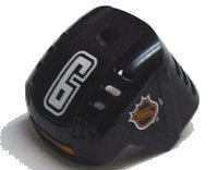 LEGO part Sports Hockey Helmet with NHL Logo Both Sides, White Number 6 and Orange Stripe Pattern (Stickers) - Set 3543 44790pb04