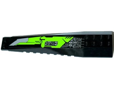 LEGO onderdeel Wedge 16 x 4 Triple Curved with Reinforcements with Silver Circuitry and Lime Panel with Blade Pattern Model Right Side (Sticker) - Set 8104 (45301pb007r)