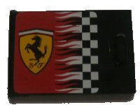 LEGO onderdeel Container, Cupboard 2 x 3 x 2 Door with Checkered Flag and Ferrari Logo Pattern Left (Sticker) - Sets 8654 / 8672 4533pb009L